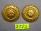 Pair of early punched brass clip on earrings