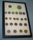 Group of world coins and tokens