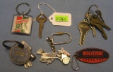 Group of 6 advertising and automotive keys