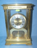 Fortron quartz solid brass and crystal shelf clock