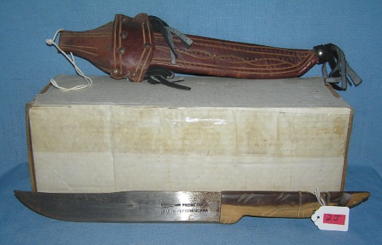 Vintage souvenir machete with leather sheath