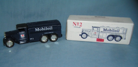 Mobile Oil all cast metal delivery truck bank