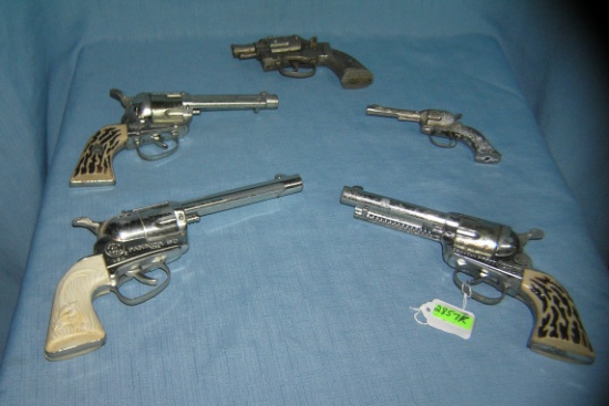 Group of 5 all cast metal cap guns