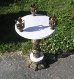 Midcentury modern marble & bronze cast metal table