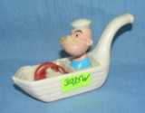 Vintage Popeye the sailor in boat bubble blower