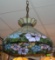 Antique leaded stained glass chandelier