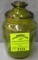 Vintage green art glass storage jar