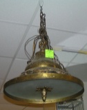 Antique pierced solid brass hanging chandelier