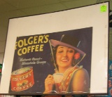 Early Folgers Coffee advertising store display sign