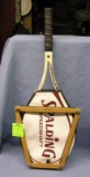 Vintage Spalding tennis racket with holder