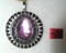 Vintage necklace pendant with purple center stone