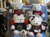 Collection of large holiday bears and collectibles