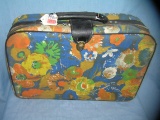 Vintage 1960's floral pattern canvas carryon luggage