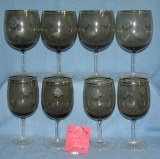 Group of vintage smoked glass stemware