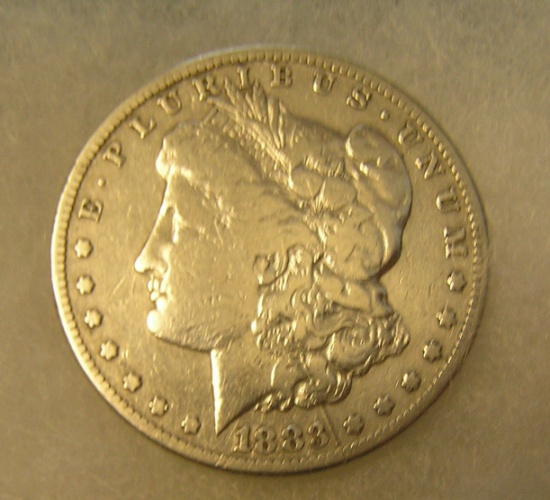 1883S Morgan silver dollar in very good condition