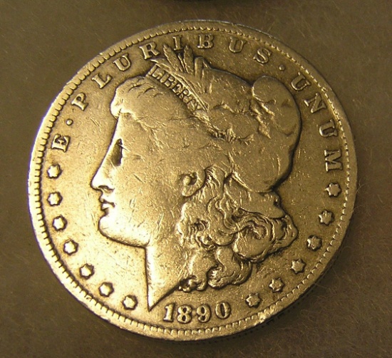 1890-O Morgan silver dollar in very good condition