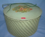Antique floral decorated sewing basket