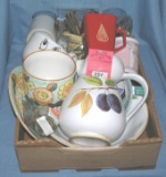 Large box full of estate wares and decorations