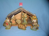 Hand made wooden illuminated manger