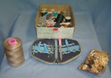 Large box full of sewing collectibles