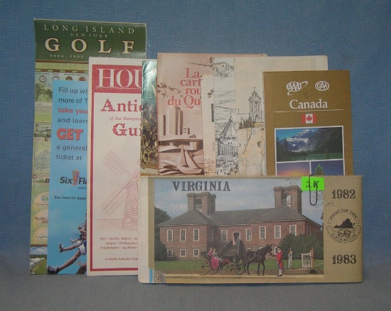 Group of vintage travel maps and brochures