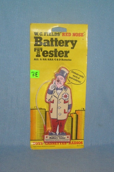 Mint on card WC Fields figural battery tester