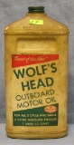 Wolf's Head outboard motor oil container