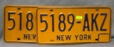 Pair of vintage NY license plates