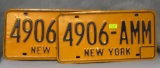 Pair of vintage NY license plates