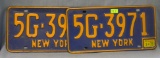 Pair of vintage NY license plates