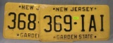 Pair of vintage NJ license plates