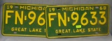 Pair of early Michigan license plates