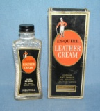 Early Esquire leather cream glass bottle