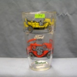 Antique automobile advertising drinking glass