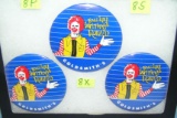 Ronald McDonald advertising pin back buttons