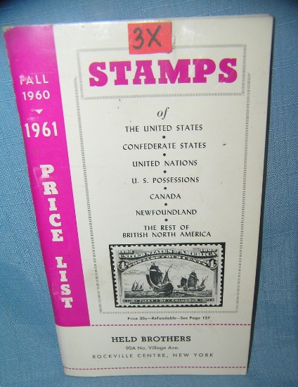 Vintage stamp collecting guide book and price list