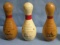 Group of three bowling award pins