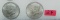 Pair of John F Kennedy silver half dollar coins