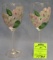 Pair of floral design stemware wine glasses