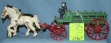Vintage all hand painted cast iron horse drawn cart