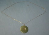 Antique Asian themed 14K gold & jade necklace
