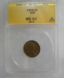 1909 VDB MS62 graded BRN Lincoln wheat penny