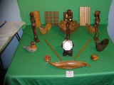 Collection of antique and vintage wood collectibles