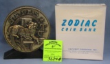 Vintage cast metal zodiac bank Aries