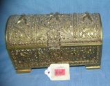 Cherub decorated brass jewelry and trinket chest