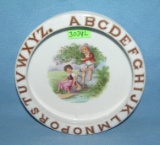 Early ABC bowl with children fishing by a brook