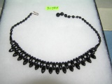 Antique black beaded necklace