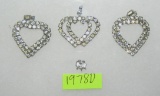 Markasite heart shaped pendants and earring