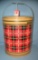 Antique plaid decorated beach, barbecue or travel cooler