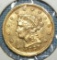 1851 2 1/2 dollar Liberty Head gold piece